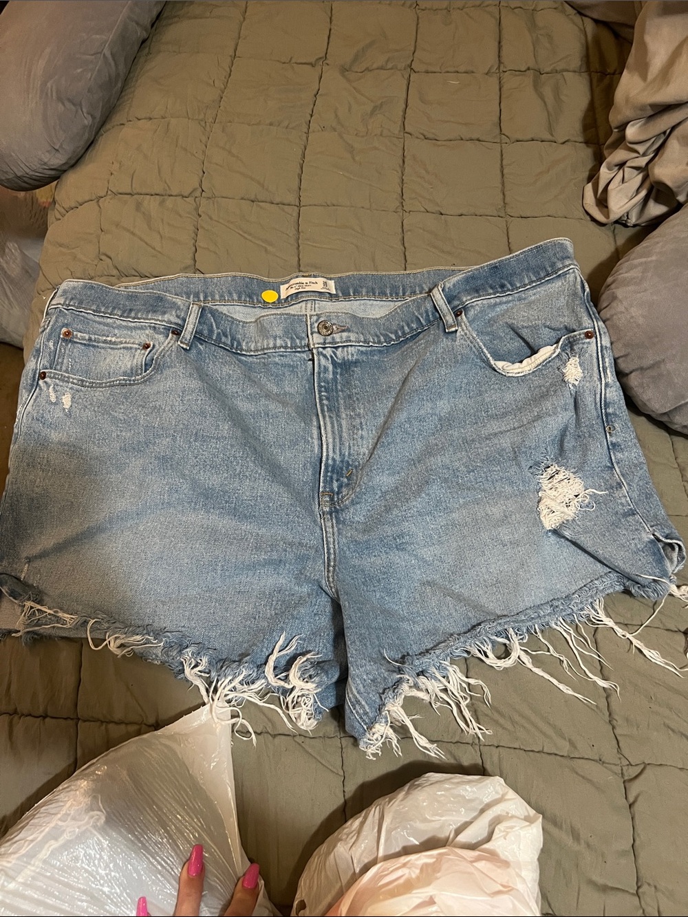Abercrombie & Fitch Light Blue Distressed Denim Cutoff Shorts